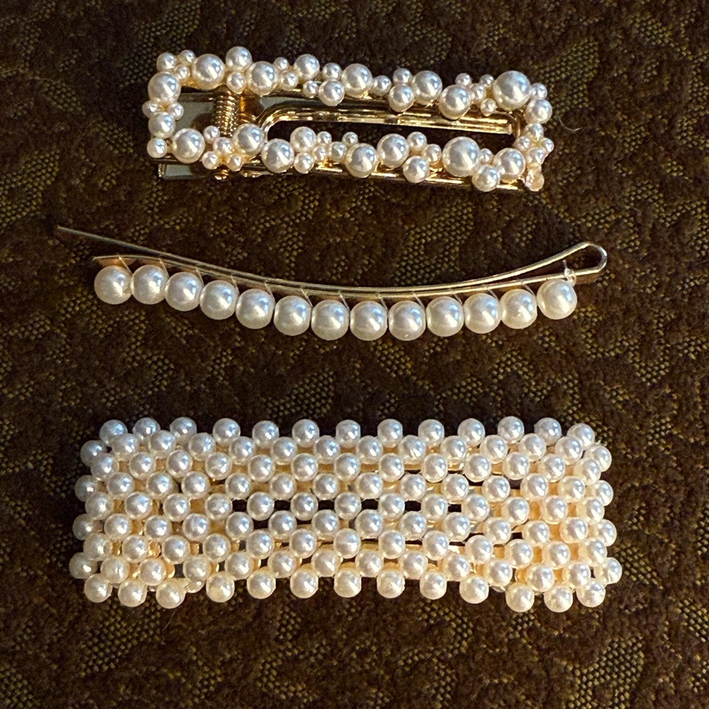Anthropology Pearl Hair Clip Set
